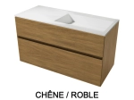 Meuble avec vasque Solid-Surface, finition bois ou couleurs, deux tiroirs à onglet, Largeur 100, 120 et 140 cm, P. 45 cm, Hauteur 56 cm, Stock disponible, LIVRAISON OFFERTE